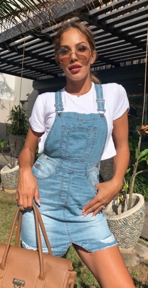 Do It In Denim Distressed Hem Pinafore Dress - Picture 8 of 11